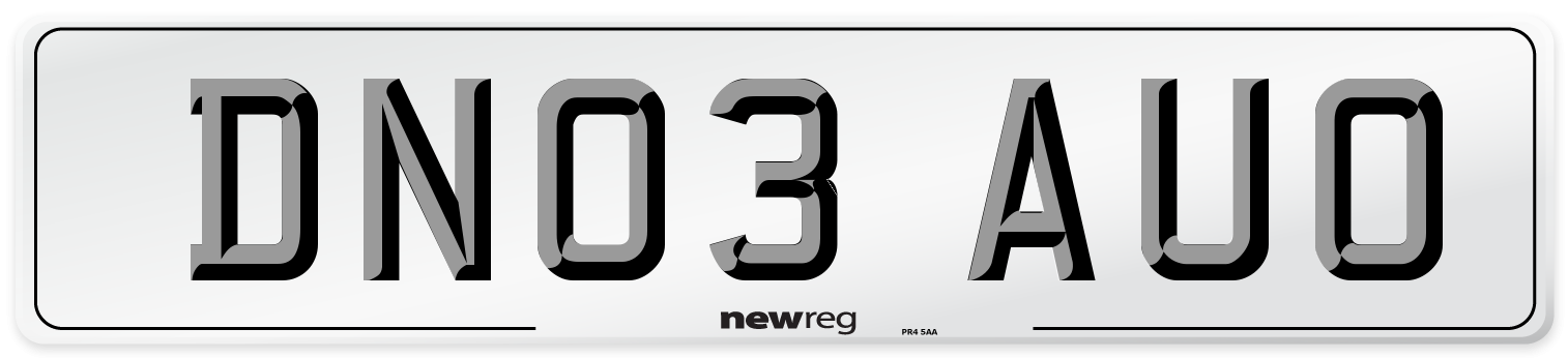 DN03 AUO Number Plate from New Reg
